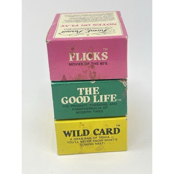 Vintage Trivial Pursuit Mini Pack Set Of 3 The Good Life Flicks Wild Card 1987 - Picture 3 of 11